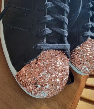 ADIDAS 80'S Superstar Rose Gold Black Sneakers 8.5